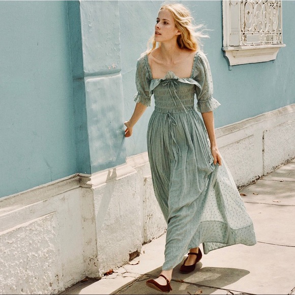 SOLD NWT Lovely Swiss Dot Cottagecore Aqua Prairie Dress* - Picture 2 of 10